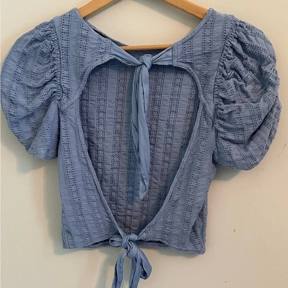 Free People Star Struck Light Blue Open Back Top - Picture 5 of 7